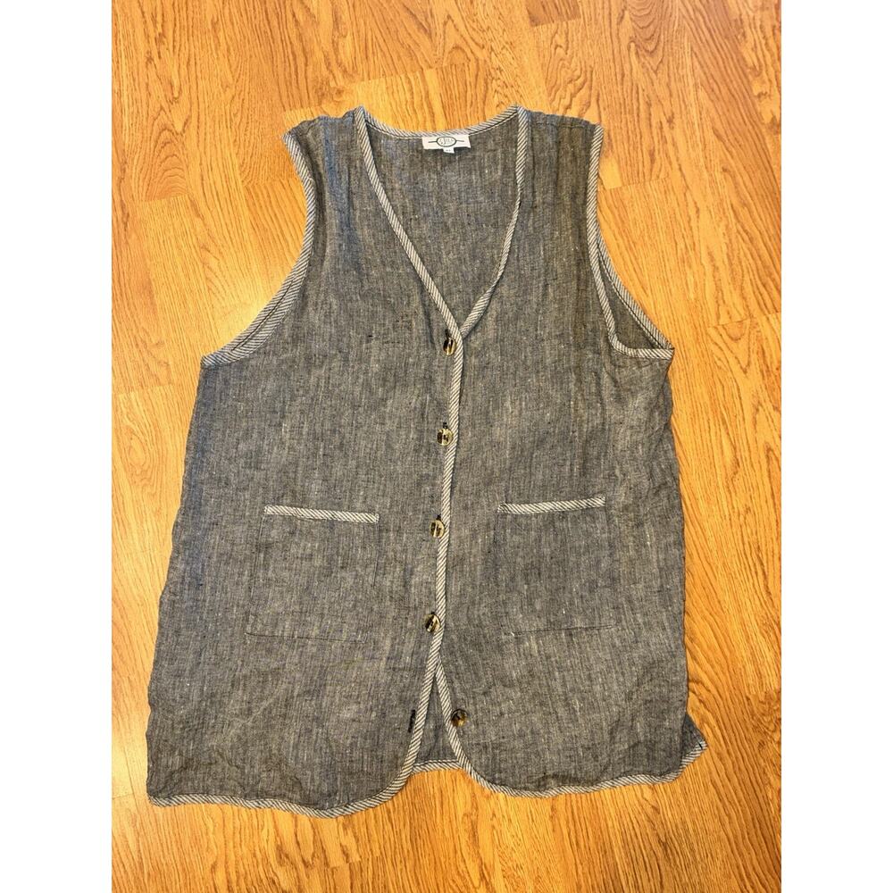 Vintage J Jill Linen Sleeveless Grey Top XL